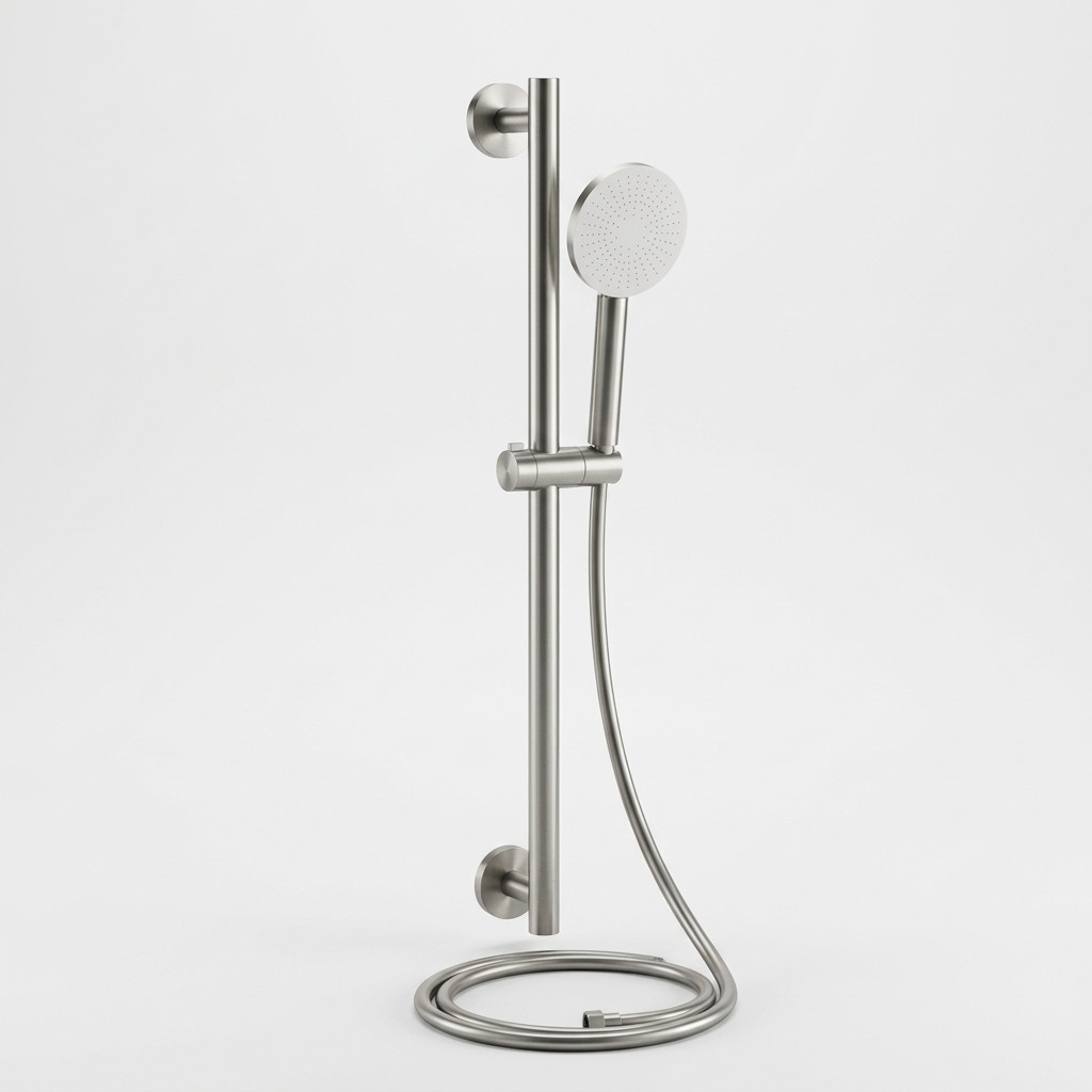 Aquanello Eterna Conjunto de duche em aço inoxidável com barra deslizante de 60 cm e chuveiro de mão redondo ET-S-SET14-2-02